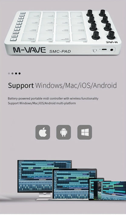 MIDI Pad Controller, Wireless, USB, M-VAVE, Portable for Music Production detail image - detail view 18