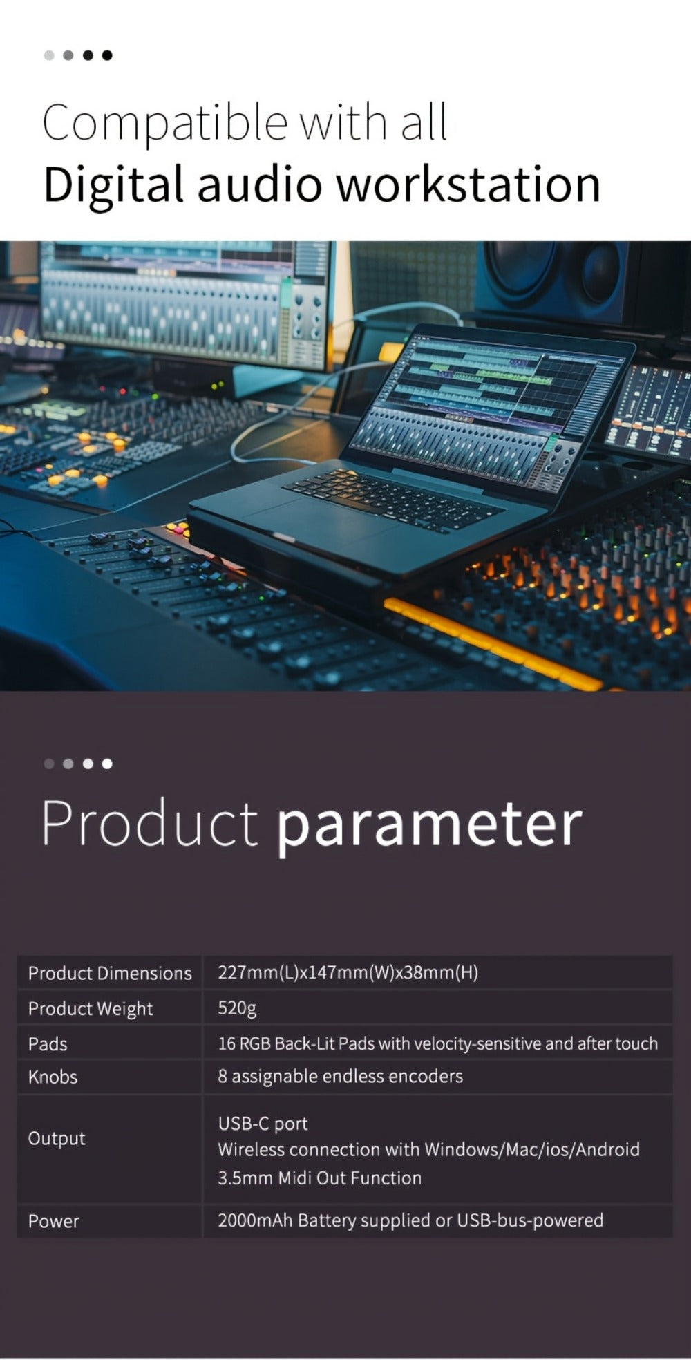 MIDI Pad Controller, Wireless, USB, M-VAVE, Portable for Music Production detail image - detail view 19