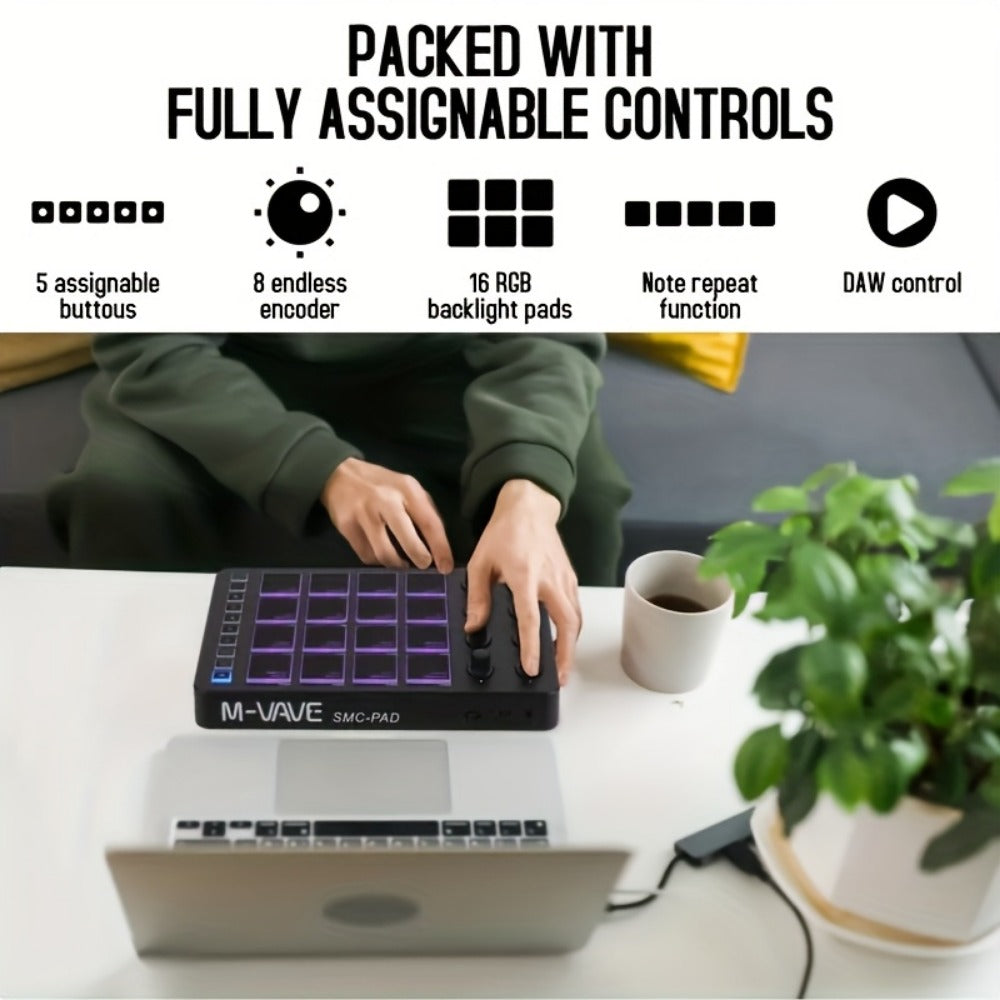 MIDI Pad Controller, Wireless, USB, M-VAVE, Portable for Music Production detail image - detail view 9