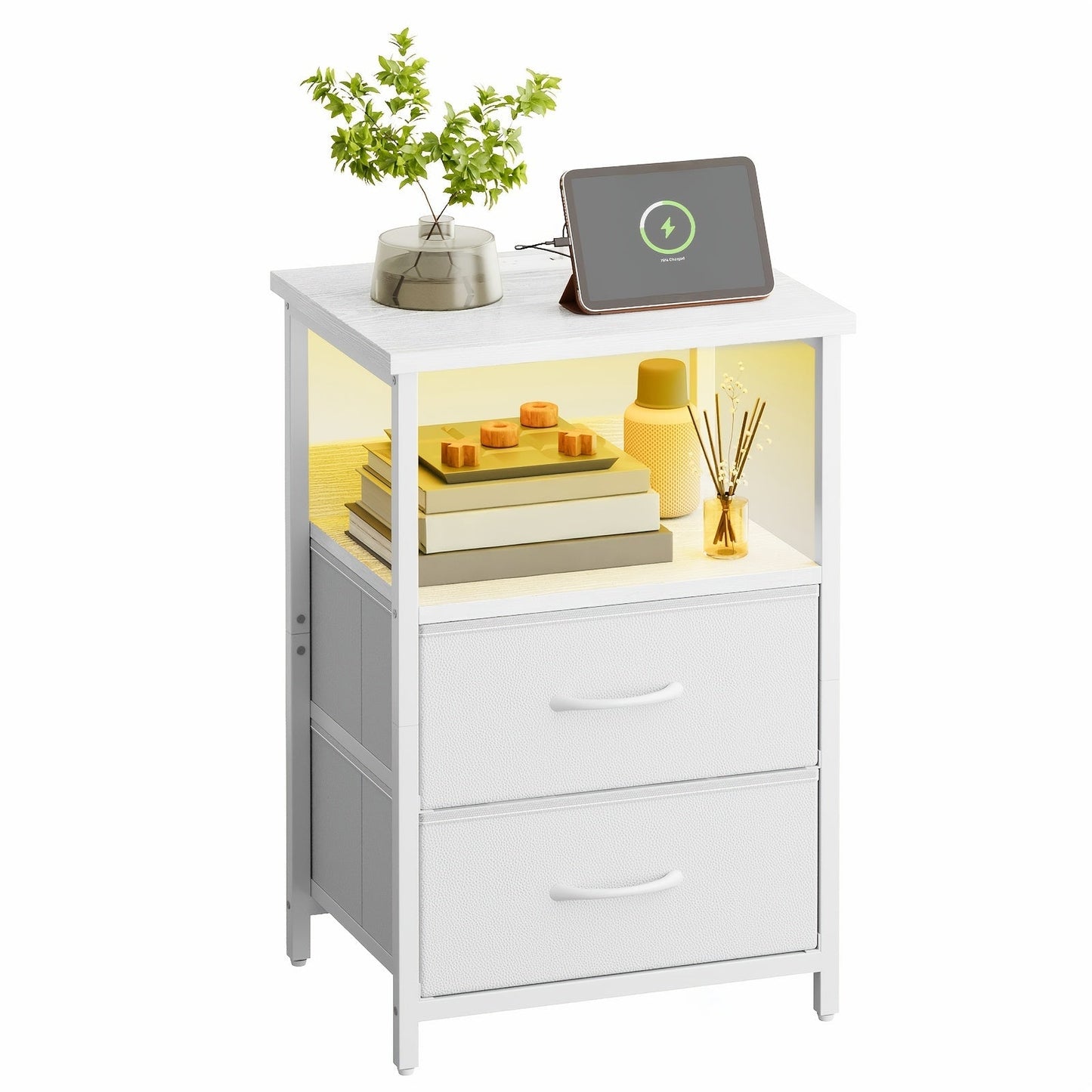 Nightstand shown in the 1pc-2 Drawers-White option