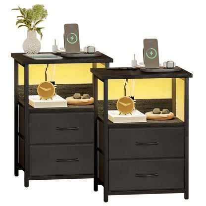Nightstand shown in the 2pcs-2 Drawers-Black option