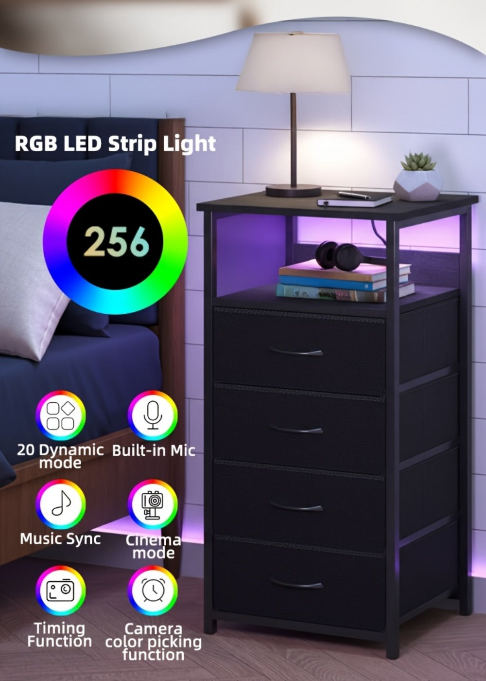 Multi-Drawer Nightstand with Charging Station for Practical Everyday Home Use detail image - detail view 36