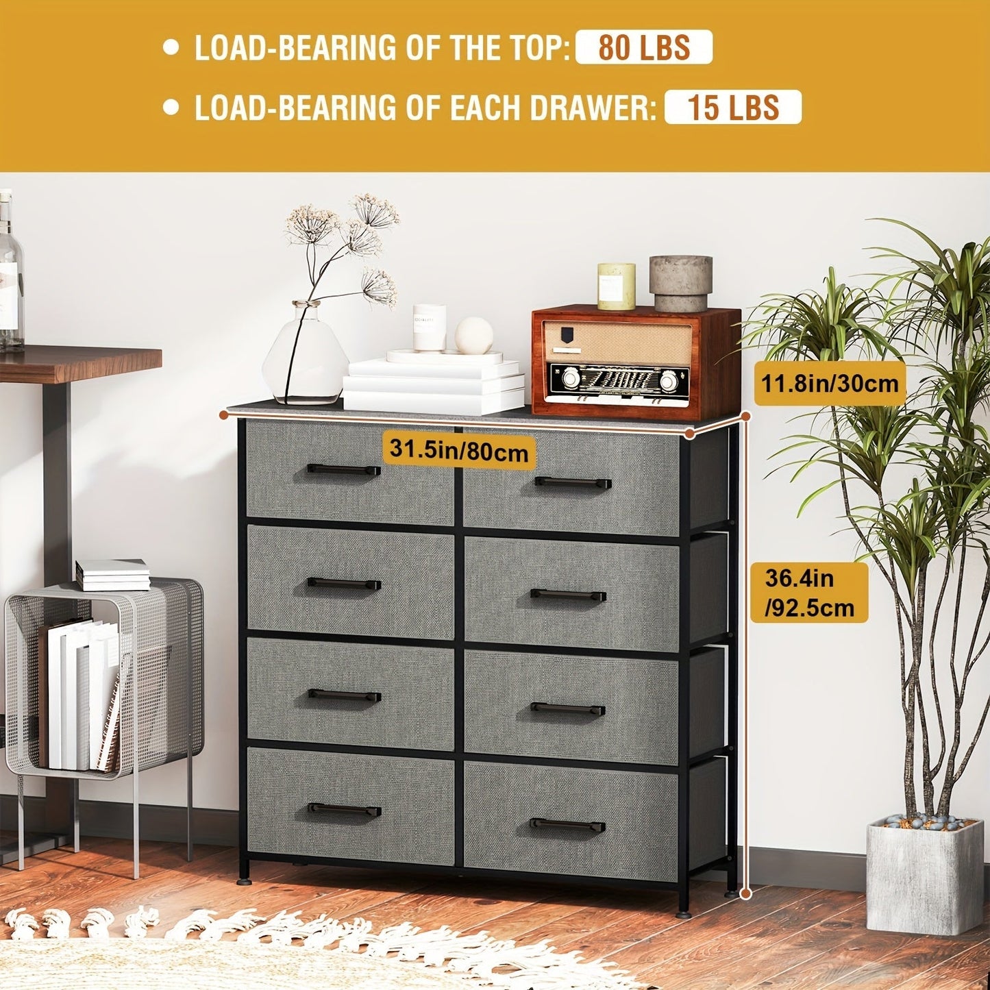 Dresser shown in the Grey, 8-Drawers option