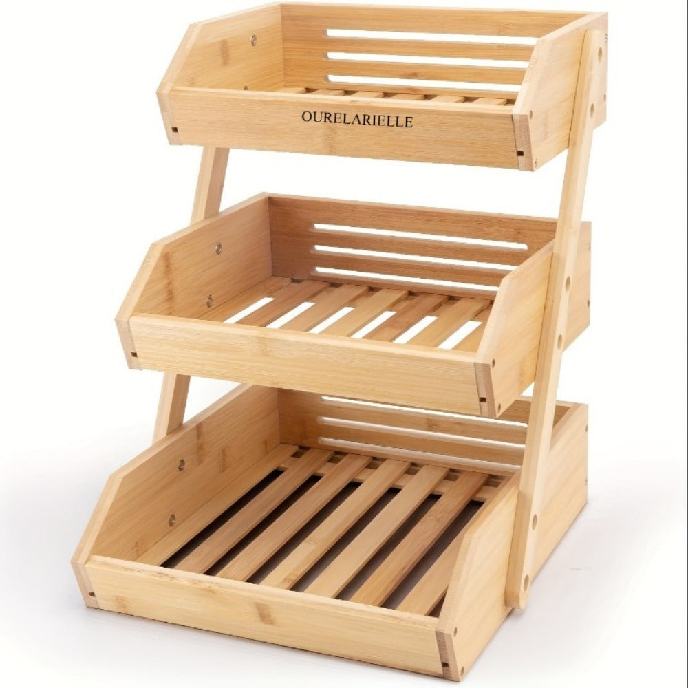 Fruit Basket, Bamboo Rack for Kitchen Counter - 2 or 3 Tier Countertop Produce Storage shown in the main product view