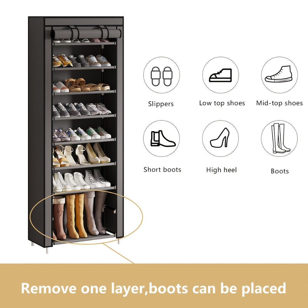 Multi-Tier Fabric Shoe Cabinet, Space-Saving Shoe Cupboard for Entryway detail image - detail view 12