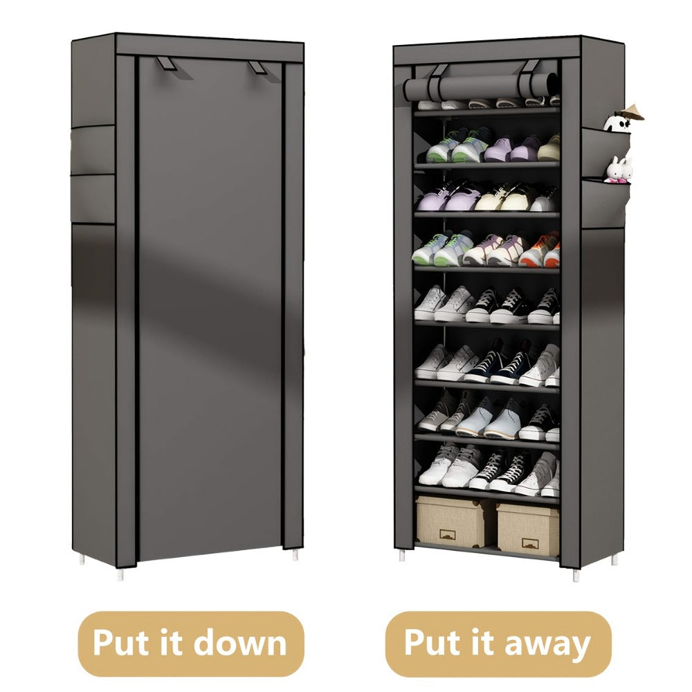Multi-Tier Fabric Shoe Cabinet, Space-Saving Shoe Cupboard for Entryway detail image - detail view 21