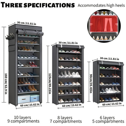Multi-Tier Fabric Shoe Cabinet, Space-Saving Shoe Cupboard for Entryway detail image - detail view 24