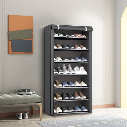 Multi-Tier Fabric Shoe Cabinet, Space-Saving Shoe Cupboard for Entryway detail image - detail view 7