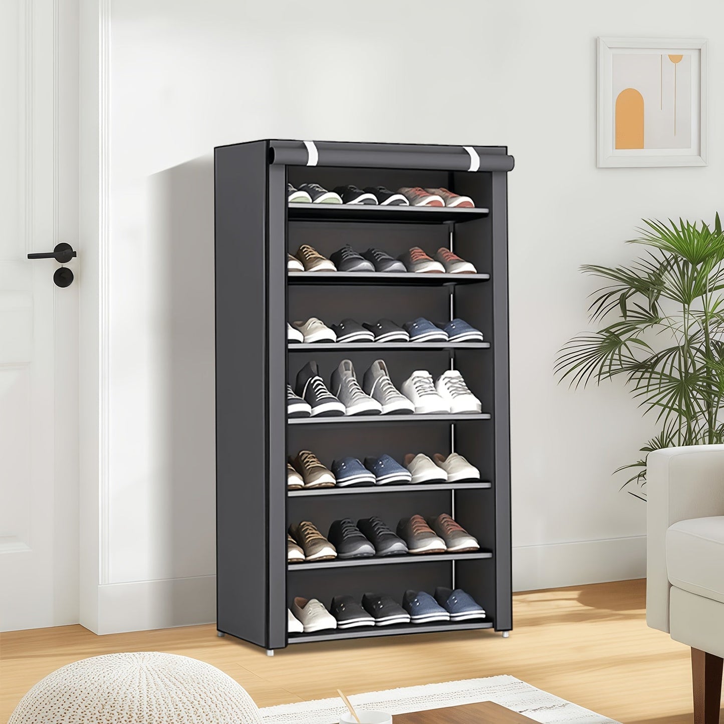 Shoe Cabinet shown in the Gray [8-layer 7-grid] option