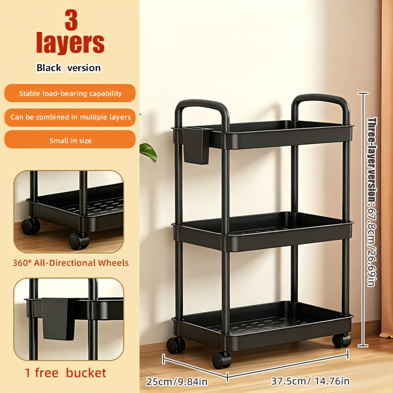 Rolling Utility Cart shown in the Black, 3 Tiers option