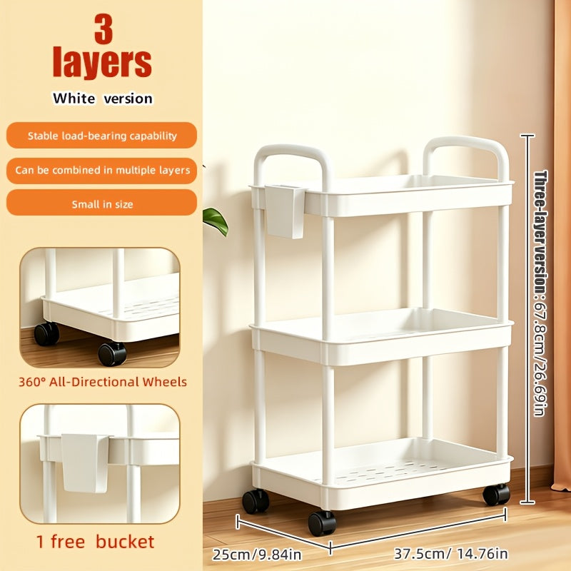 Rolling Utility Cart shown in the White, 3 Tiers option