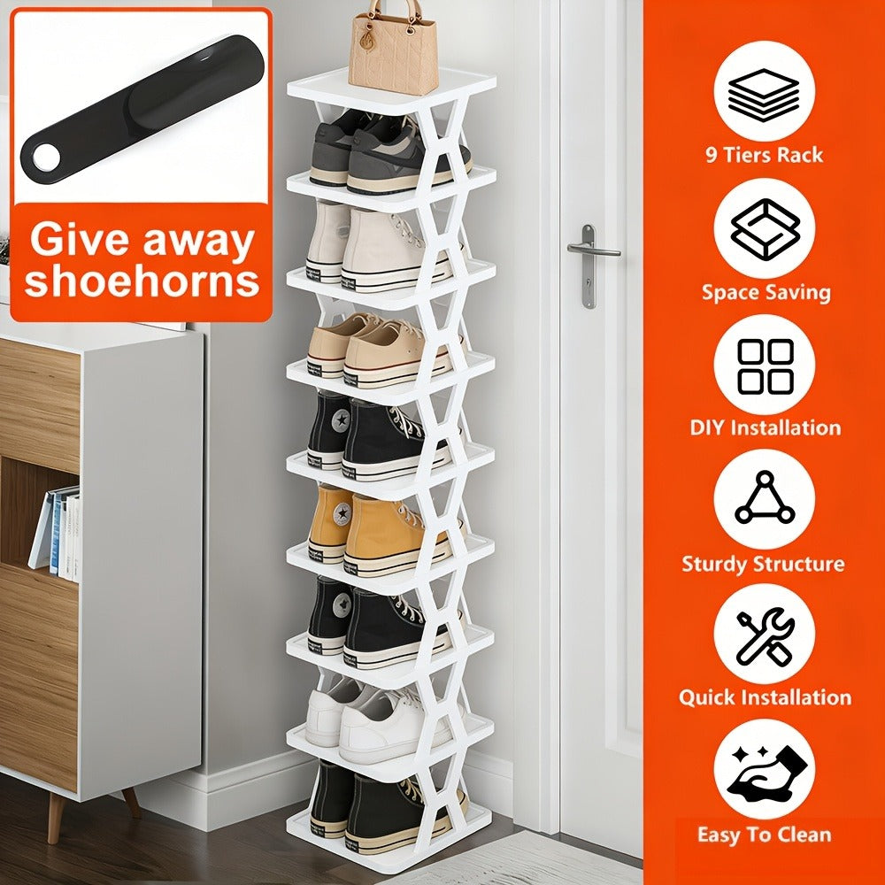 Multi-Tier Plastic Shoe Organizer with Stackable Design and Tool-Free Assembly detail image - detail view 7