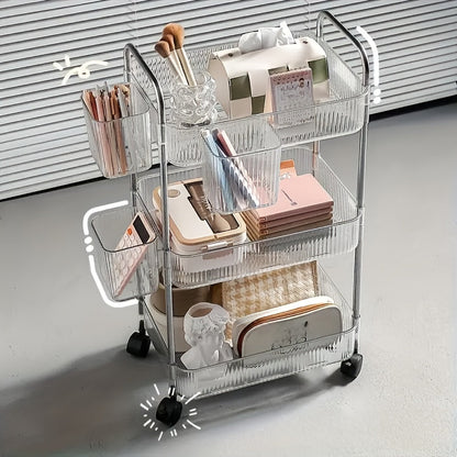 Storage Cart shown in the 3 Layers + 4 Hanging Baskets option