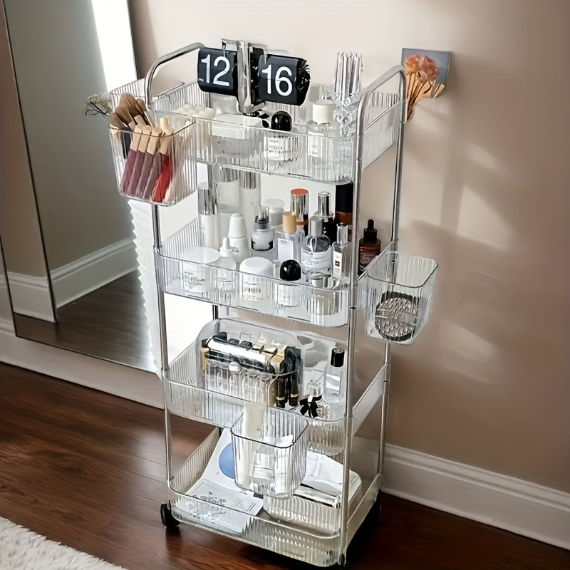 Storage Cart shown in the 4 Layers + 5 Hanging Baskets option