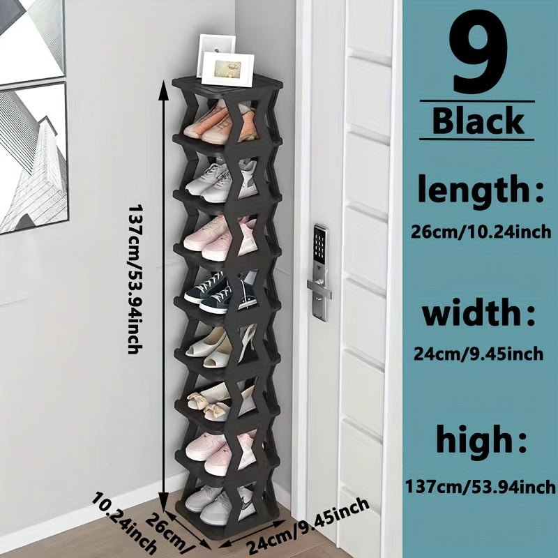 Shoe Rack shown in the 【Black Single Row】9 layers option