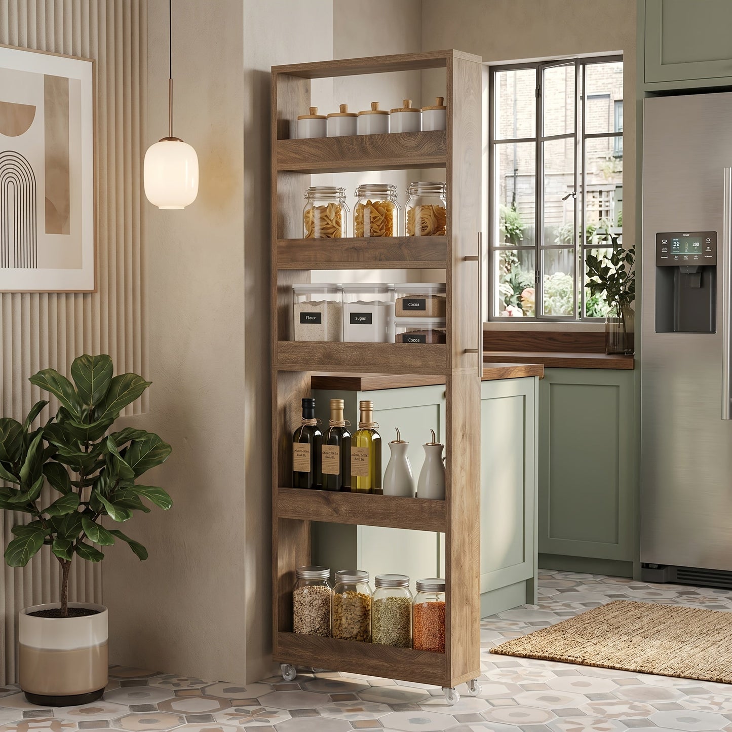 Slim Storage Cart shown in the Brown-5th floor option