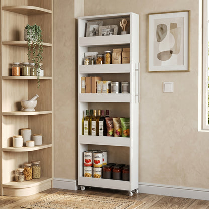 Slim Storage Cart shown in the White -5th floor option