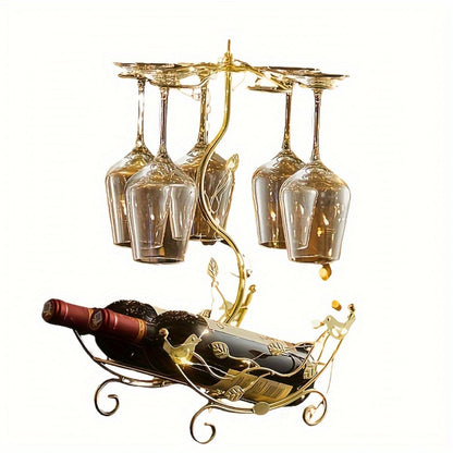 Wine Rack, Nautical Boat with Glass Holder - Holds 2 Bottles & 6 Glasses, Iron Countertop shown in the main product view