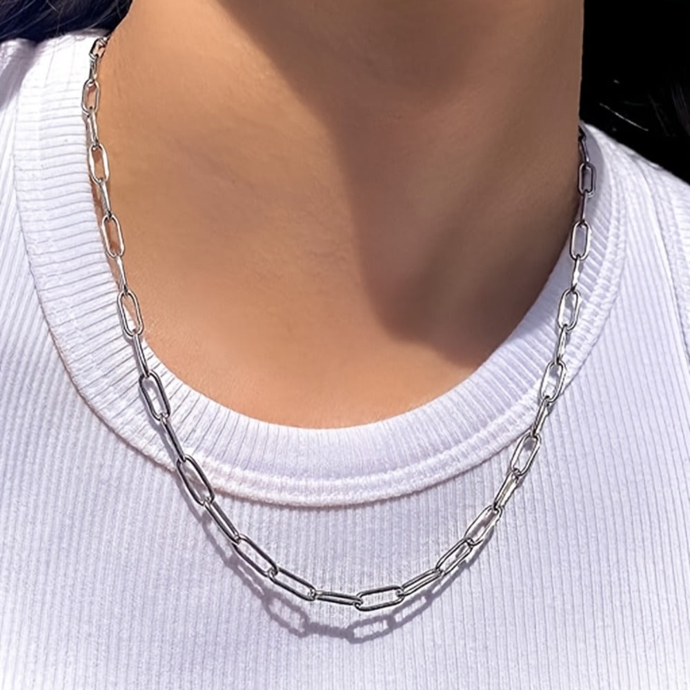 Necklace for Women - 925 Sterling Silver Paperclip Chain 3mm Bohemian Style Synthetic Stone for - product detail view 7
