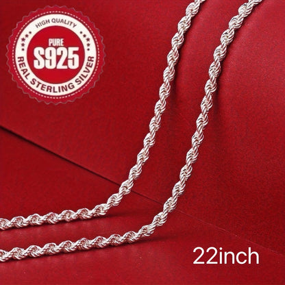 Necklace for Women - 925 Sterling Silver Twisted Rope Chain Minimalist Hip Hop Style Jewelry 16 - product detail view 15
