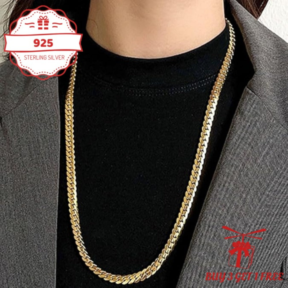 Necklace for Women - Gold Chain 24K Gold Plated 925 Sterling Silver 5mm Flat Lace Chain Unisex - product detail view 8