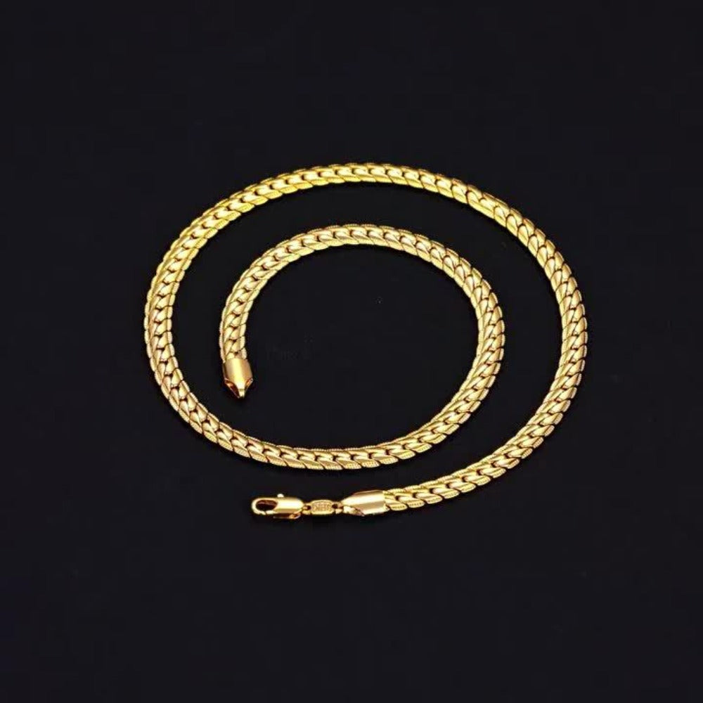 Necklace for Women - Gold Chain 24K Gold Plated 925 Sterling Silver 5mm Flat Lace Chain Unisex - product detail view 11