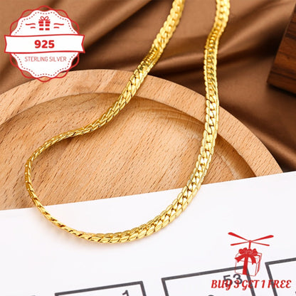 Necklace for Women - Gold Chain 24K Gold Plated 925 Sterling Silver 5mm Flat Lace Chain Unisex - product detail view 12
