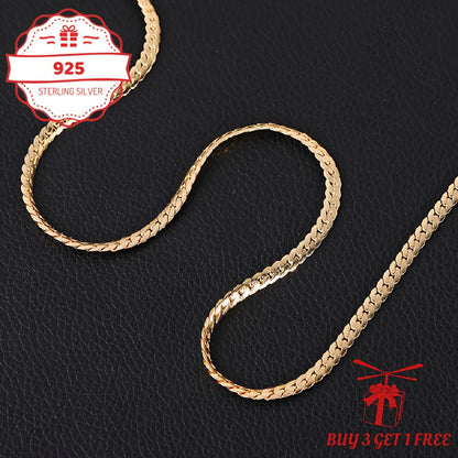 Necklace for Women - Gold Chain 24K Gold Plated 925 Sterling Silver 5mm Flat Lace Chain Unisex - product detail view 13