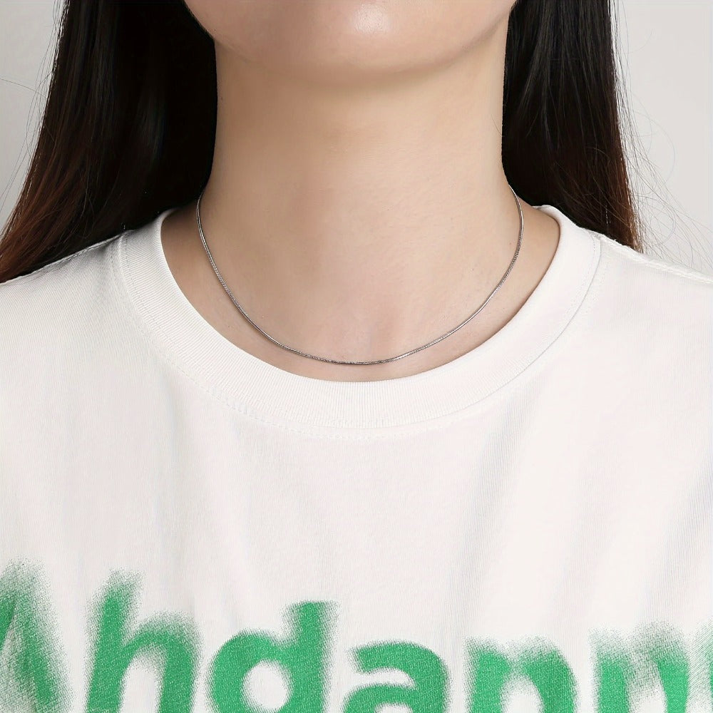 Necklace for Women - Snake Chain 925 Sterling Silver - Flexible Serpentine Chain for Men 1MM - product detail view 9