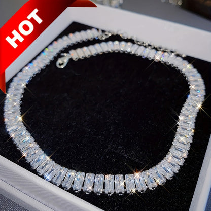 Necklace for Women - Tennis for Chunky Cubic Zirconia Sparkling Statement Jewelry Silver - product detail view 9