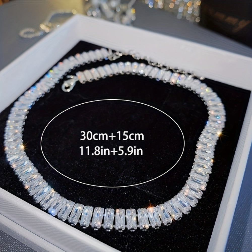 Necklace for Women - Tennis for Chunky Cubic Zirconia Sparkling Statement Jewelry Silver - product detail view 11