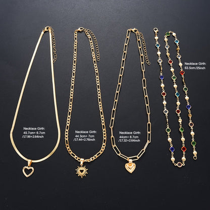 Necklace for Women - Y Set 4pcs Rhinestone Minimalist Elegant Colorful Crystal Lariat for - product detail view 4