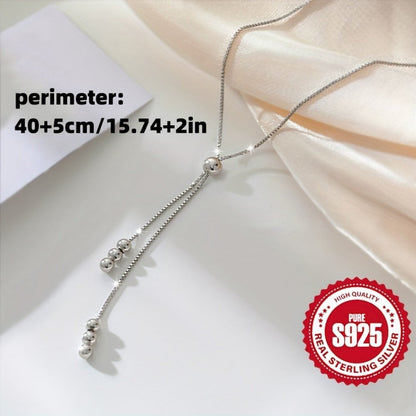 Necklace for Women - Y-Shape 925 Sterling Silver Adjustable Bead Slider Hypoallergenic - product detail view 9