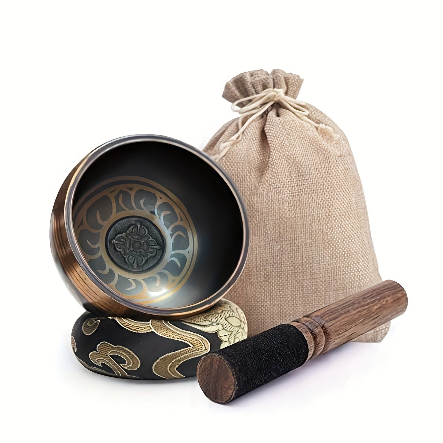Tibetan Singing Bowl Set shown in the Black-3.15 Inch option