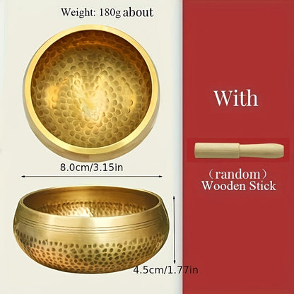 Tibetan Singing Bowl Set shown in the 8cm/3.14inch Diameter + Peach Wood Stick option