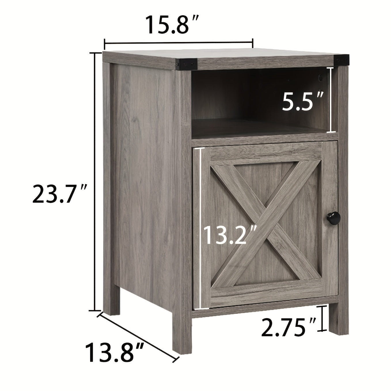 Nightstand shown in the Gray, 1 Pack option