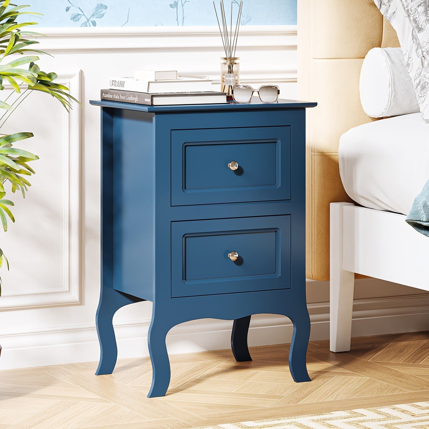 Nightstand shown in the Navy Blue, 1 option