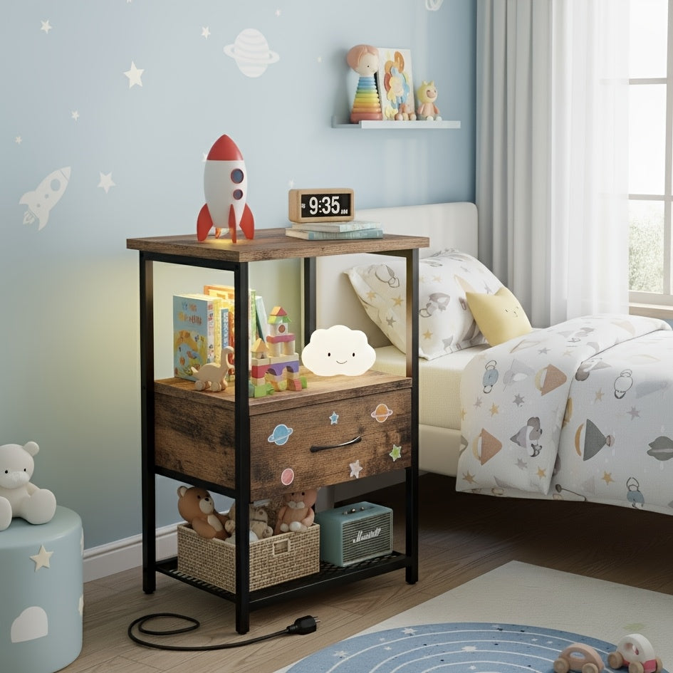 Nightstand shown in the 1Pc-Rustic Brown option
