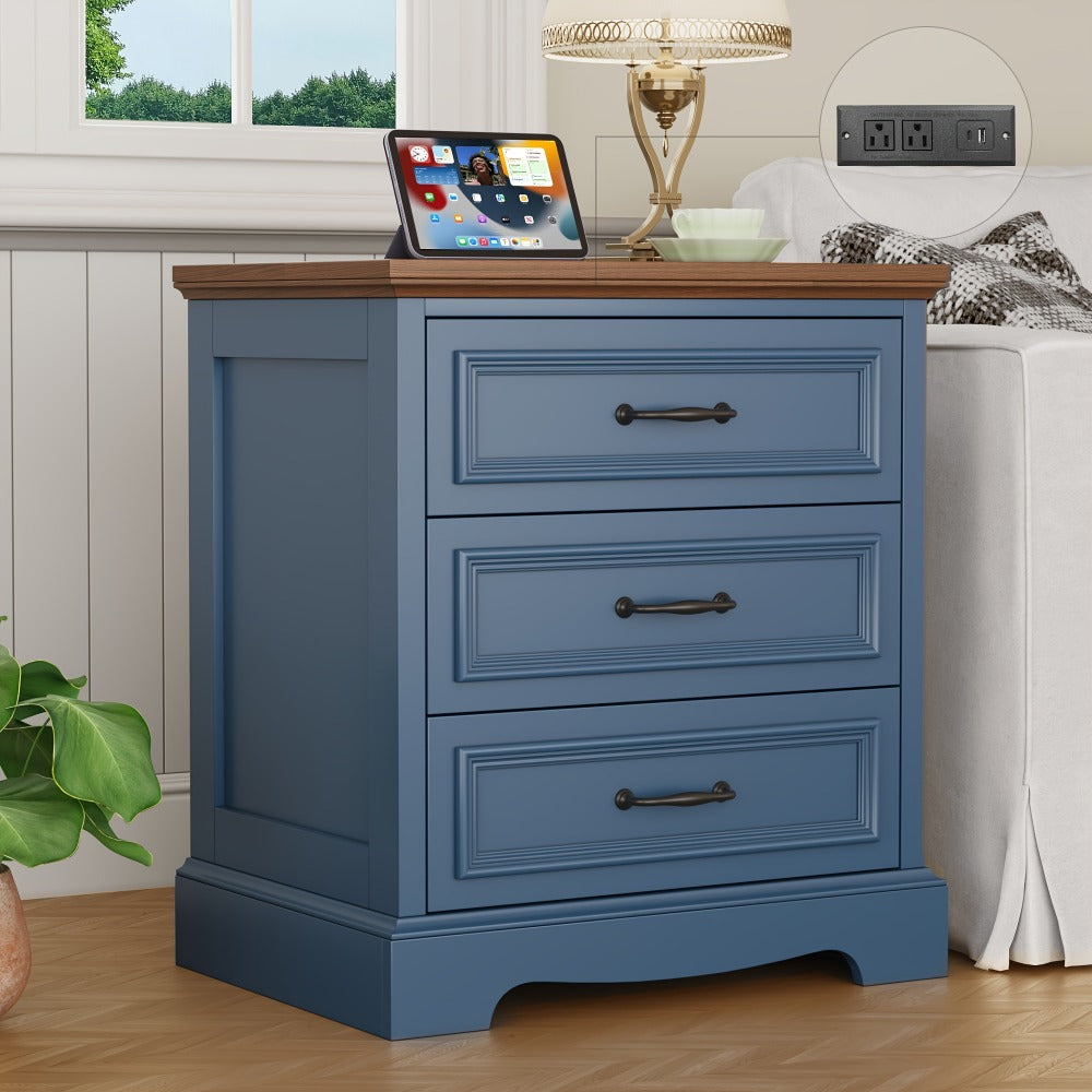 Nightstand with Charging Station, Bedside Storage Table for Bedroom detail image - detail view 10