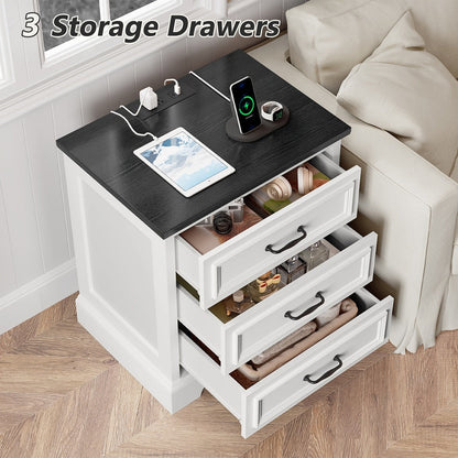 Nightstand with Charging Station, Bedside Storage Table for Bedroom detail image - detail view 11