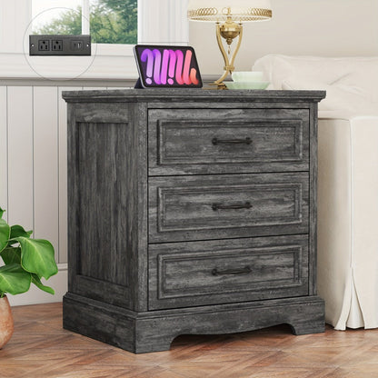 Nightstand with Charging Station, Bedside Storage Table for Bedroom detail image - detail view 8