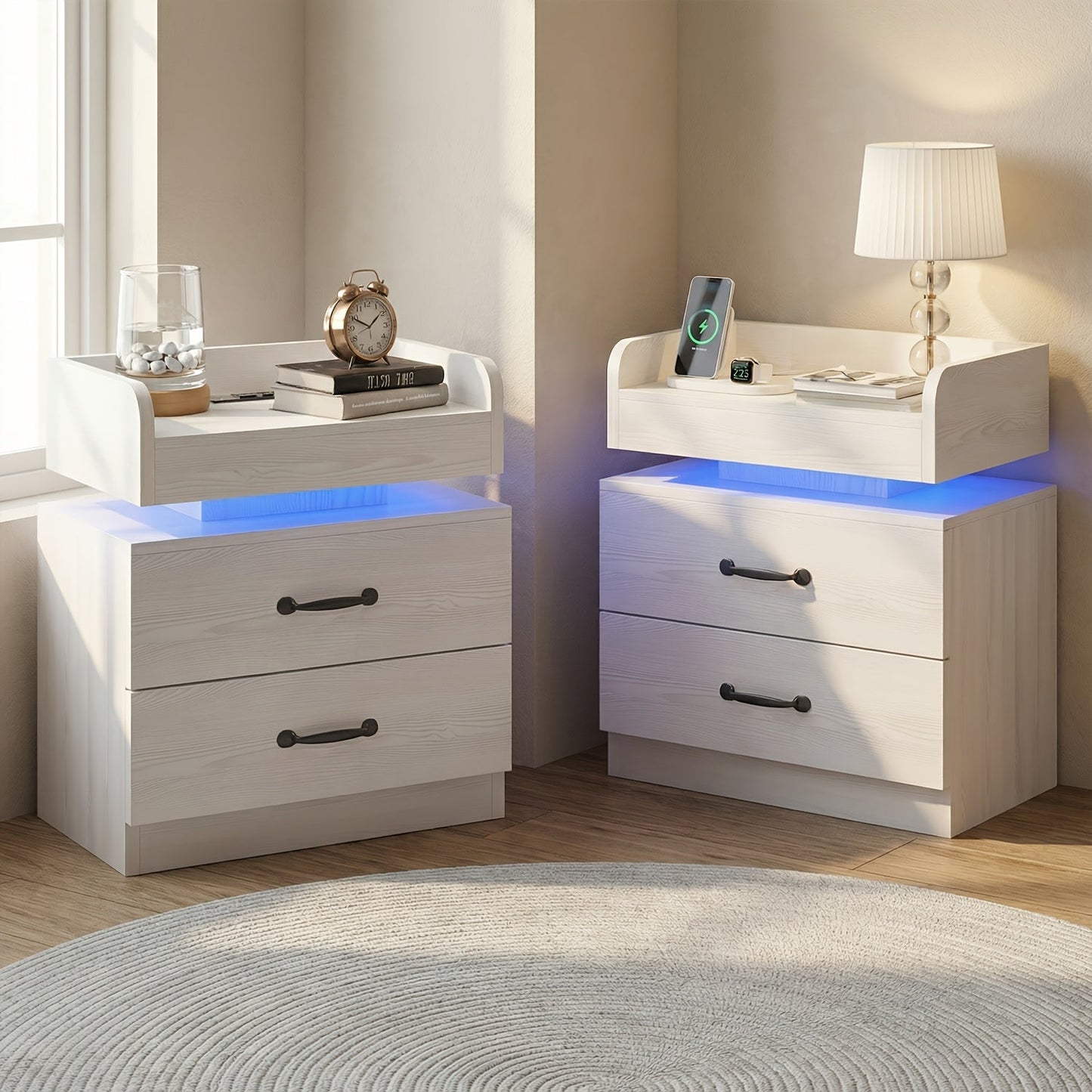 Nightstand shown in the White, 2pcs/set option