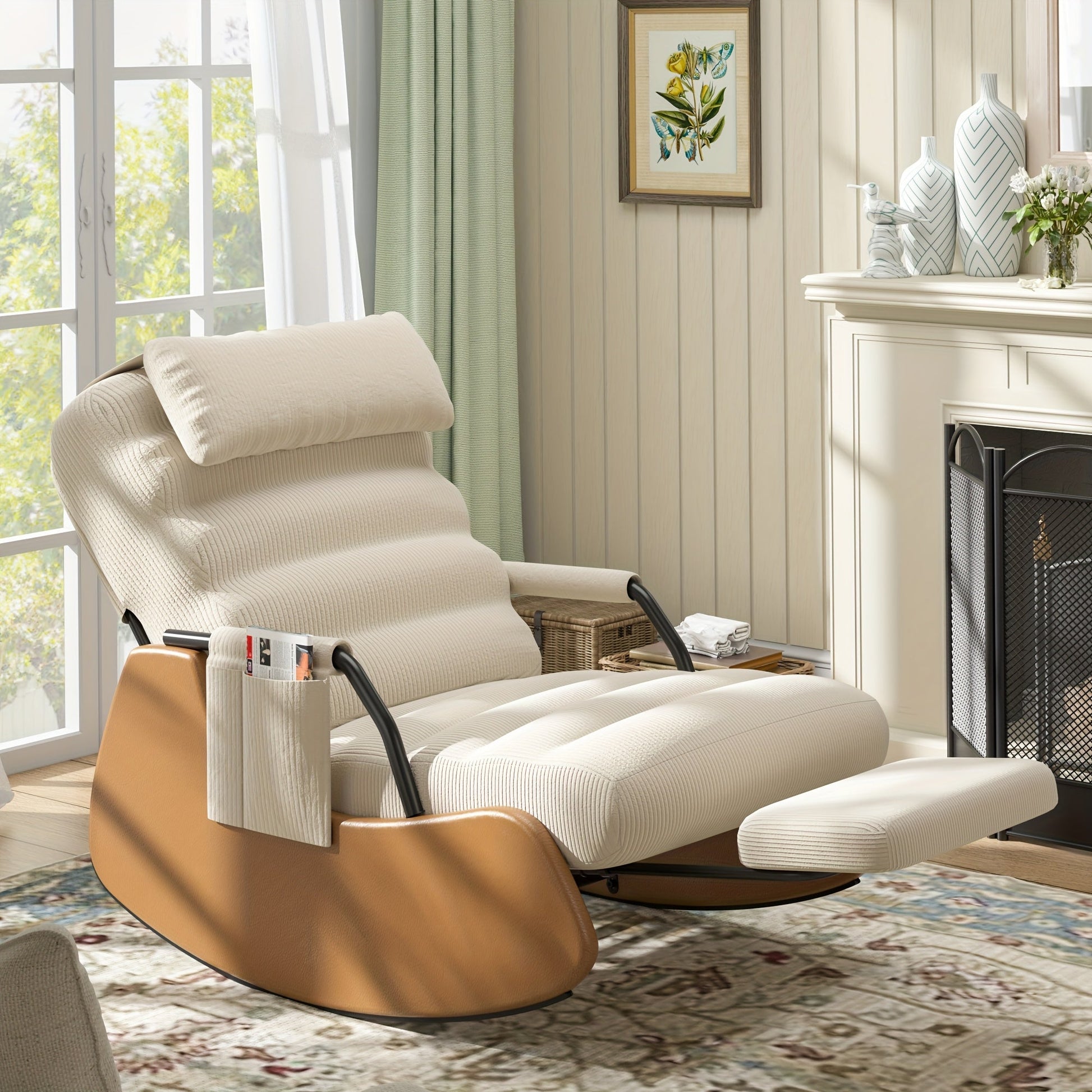 Nursery Glider Chair shown in the Beige/Brown option