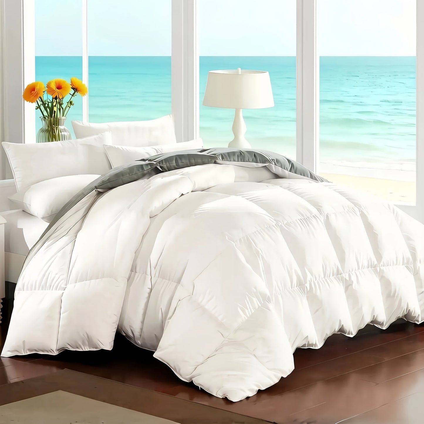 Comforter Set 7-Piece Bed in a Bag Queen King Full Soft Microfiber Down Alternative Comforter Fitted Sheet Flat Sheet Pillow Shams