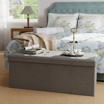 Ottoman Bench shown in the Light Gray Linen - 43.5 Inches option