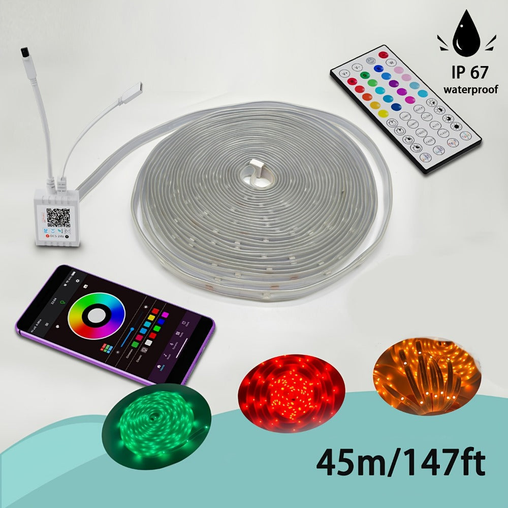 Outdoor LED Strip Lights, 100-Foot RGB Rope with App and Remote Control detail image - detail view 3