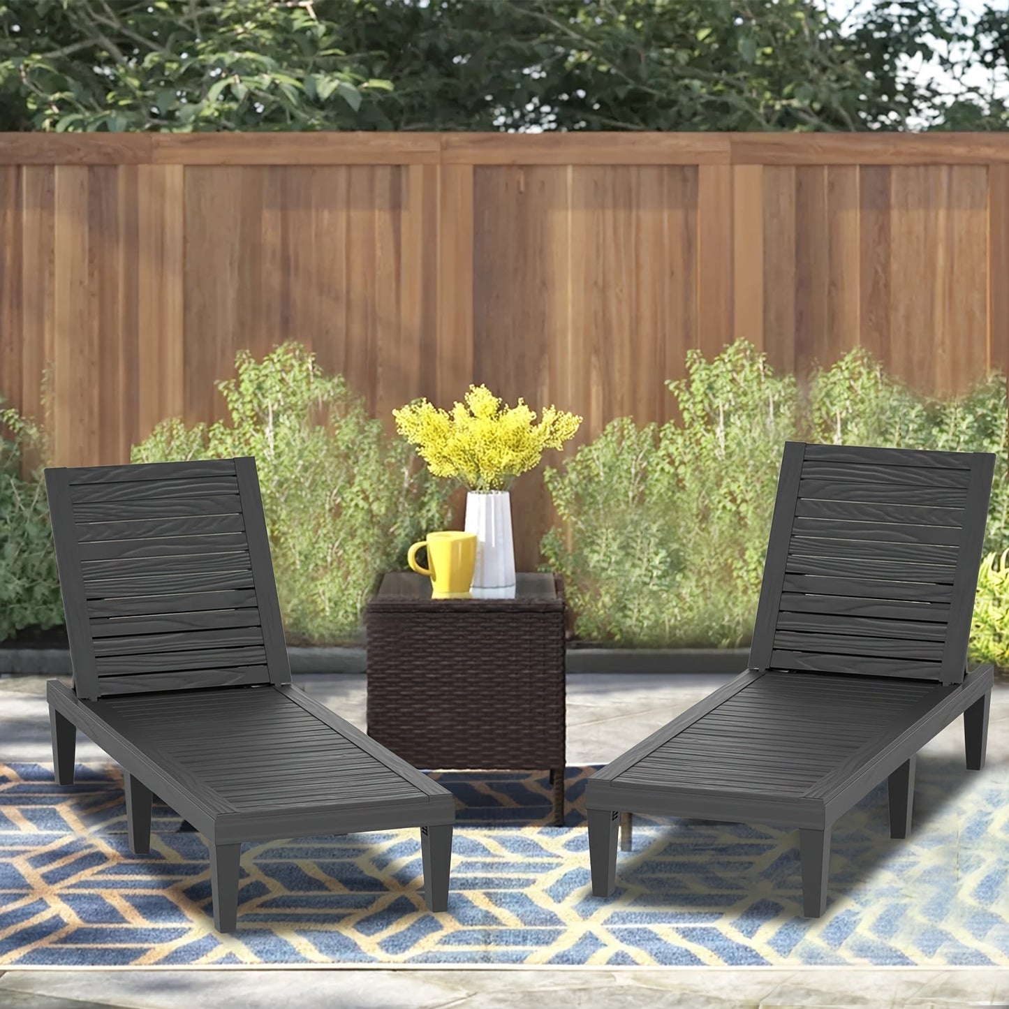 Outdoor Lounge Chair shown in the 2PCS Black option