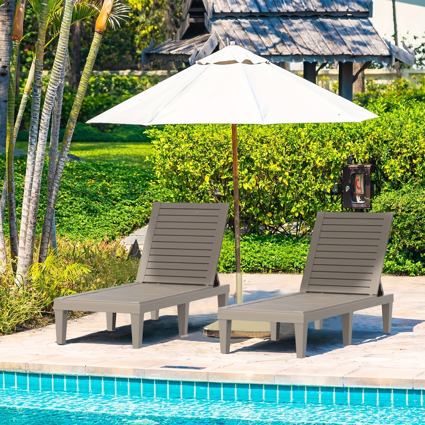 Outdoor Lounge Chair shown in the 2PCS Light Brown option