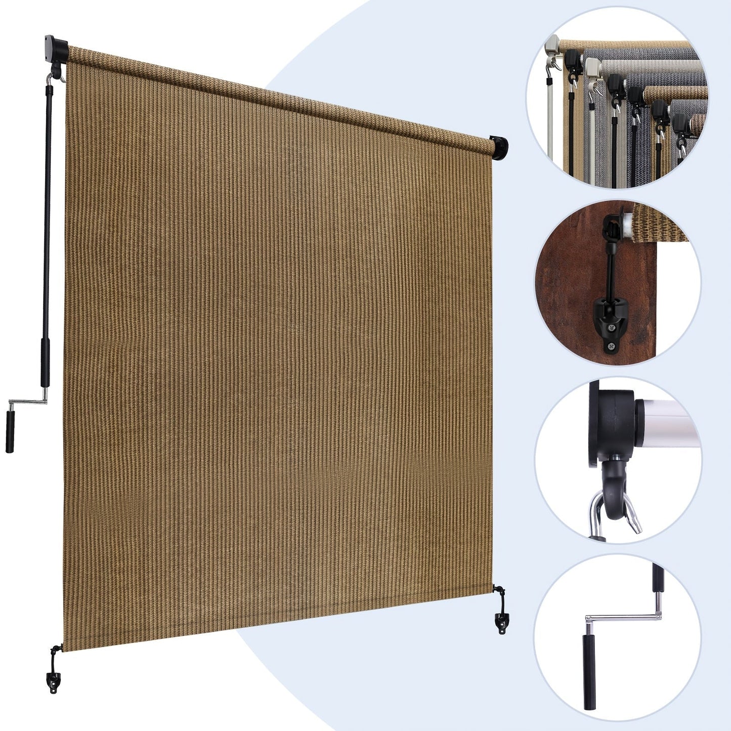 Outdoor Roller Shade shown in the Coffee Brown, 4×8FT (48"W x 96"H) option