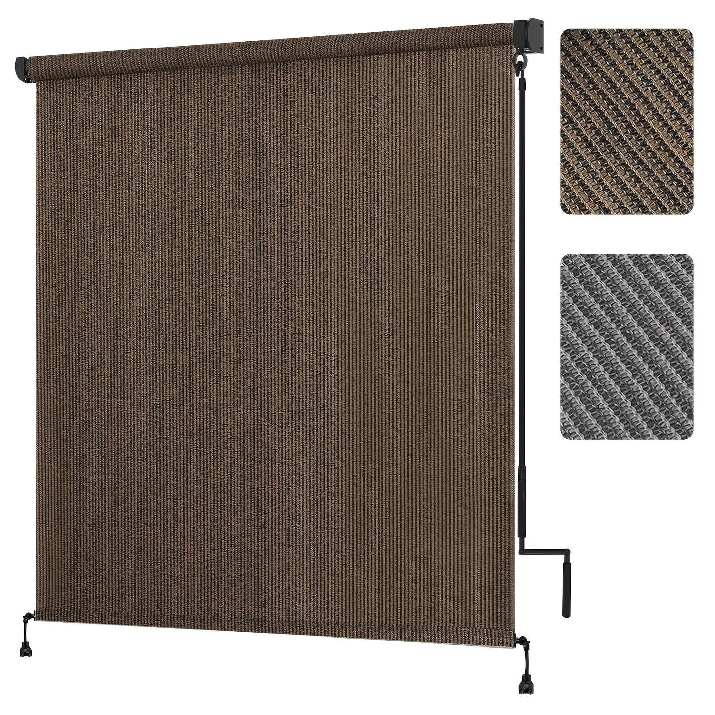 Outdoor Roller Shade shown in the Mocha, 4×8FT (48"W x 96"H) option